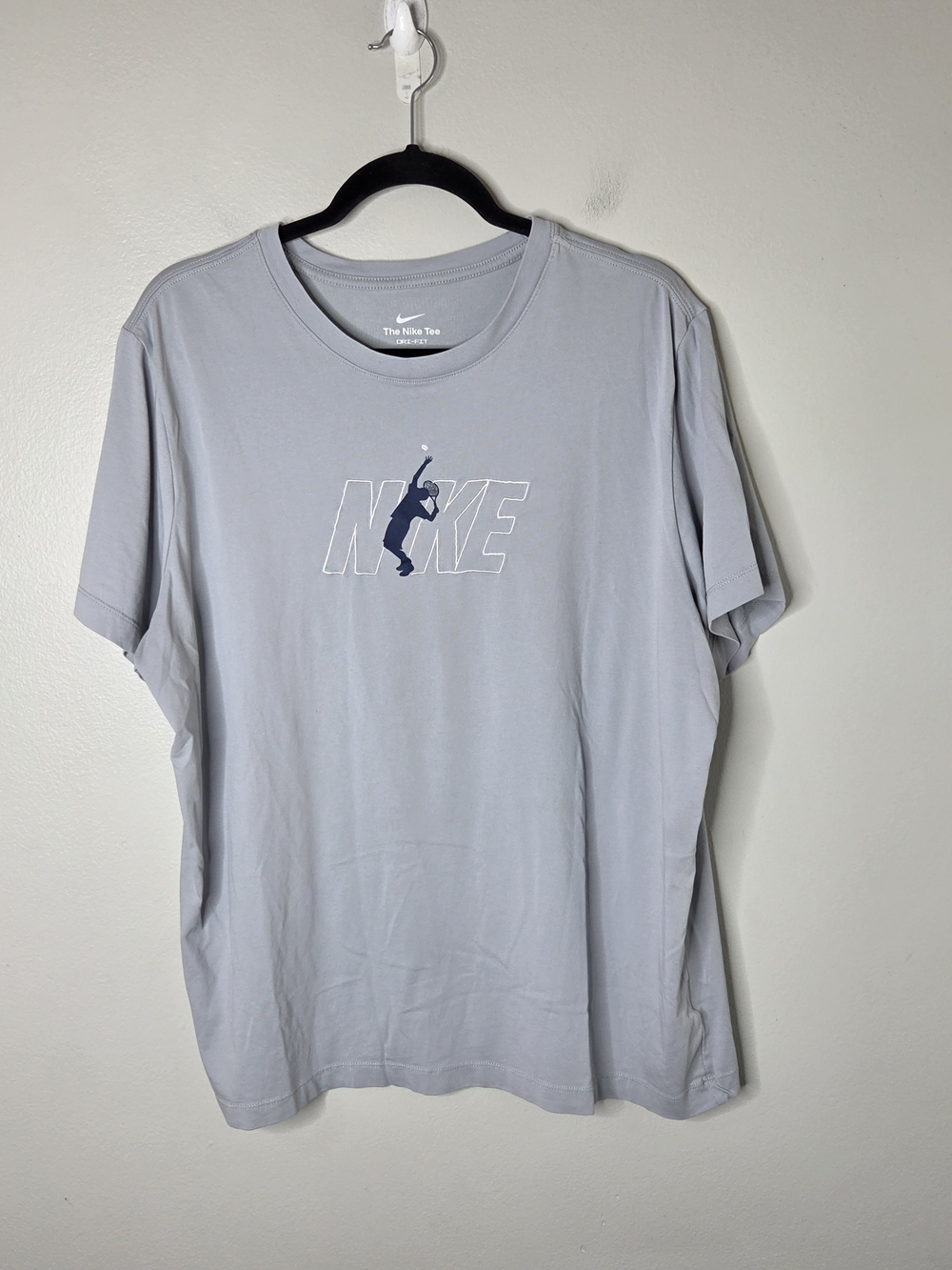 Nike Court Gray Tennis Print & Embroidered Short Sleeve Active Tshirt